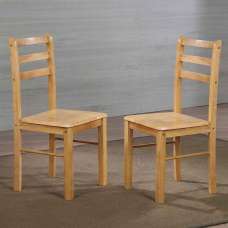 Narvio Natural Oak Wooden Dining Chairs in Pair - UK