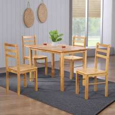 Narvio Wooden Dining Table with 4 Chairs Natural Oak - UK