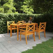 Narvon Small Wooden 5 Piece Garden Dining Set In Natural - UK