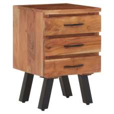 Nashua Wooden Side Table With 3 Drawers In Natural - UK