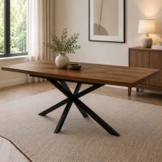 Nassau Large Rectangular Wooden Extending Dining Table in Dark Oak - UK