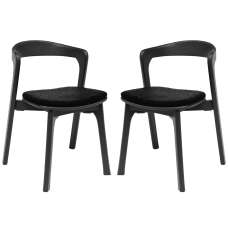Natchez Black Wooden Stacking Side Chairs With Fabric Seat In Pair - UK