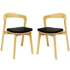 Natchez Natural Wooden Stacking Side Chairs With Black Seat In Pair - UK