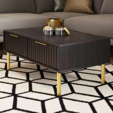 Natick Wooden Coffee Table With 2 Drawers In Black - UK