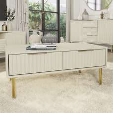 Natick Wooden Coffee Table With 2 Drawers In Ivory - UK