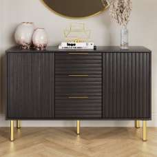 Natick Wooden Sideboard With 2 Doors 3 Drawers In Black - UK