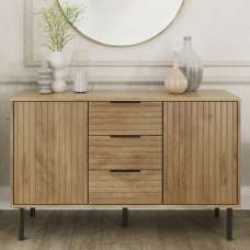 Natick Wooden Sideboard With 2 Doors 3 Drawers In Oak - UK