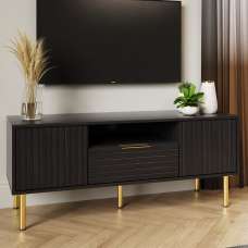 Natick Wooden TV Stand With 2 Doors 1 Drawer In Black - UK