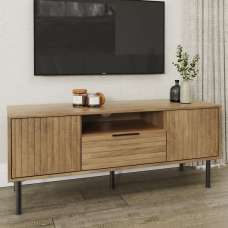 Natick Wooden TV Stand With 2 Doors 1 Drawer In Oak - UK