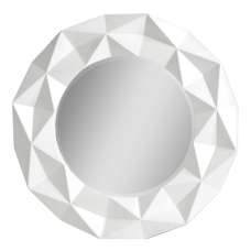 Necro Round High Gloss Wall Bedroom Mirror In White Frame - UK