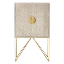 Nekkar Wooden Storage Cabinet In Whitewash And Antique Brass - UK