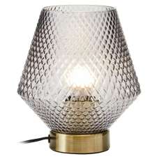 Nelson Grey Glass Shade Table Lamp With Gold Metal Base - UK