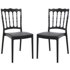 Nepean Black Outdoor Polypropylene Stacking Side Chairs In Pair - UK
