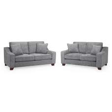 Nepean Fabric 3+2 Seater Sofa Set In Slate - UK
