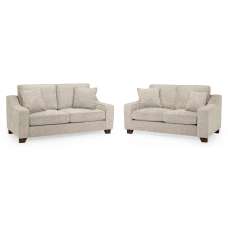 Nepean Fabric 3+2 Seater Sofa Set In Stone - UK