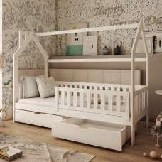 Nepean Wooden Day Bed With Foam Mattress In Matt White - UK
