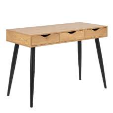 Nephi Wooden Laptop Desk With 3 Drawers In Oak And Black - UK