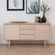 Nephi Wooden Sideboard With 2 Doors 3 Drawers In White Oak - UK