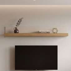 Nessa Small Wooden Wall Shelf in Cashmere and Stone Oak - UK