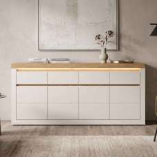 Nessa Wooden Sideboard 4 Doors 4 Drawers in Cashmere and Stone Oak with LED - UK
