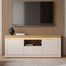 Nessa Wooden TV Stand 2 Doors 1 Drawer in Cashmere and Stone Oak with LED - UK