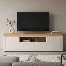 Nessa Wooden TV Stand 2 Doors 2 Drawers in Cashmere and Stone Oak with LED - UK