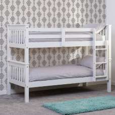 Nevada Wooden Children Bunk Bed With Ladder In White - UK
