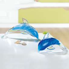 Newark Glass Dolphin Sculpture In Light Blue - UK