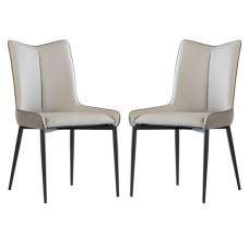 Newark Grey And Light Grey Faux Leather Dining Chairs In Pair - UK