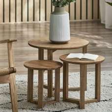 Newark Wooden Nest Of 3 Table In Oak - UK