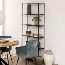 Newberry Metal Bookcase With 5 Shelves In Matt Black - UK