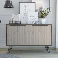Newcastle Wooden Sideboard With 4 Doors In Brown And Oak - UK