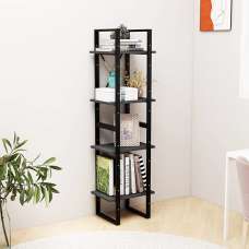 Newell Pine Wood 4-Tier Bookshelf In Grey - UK