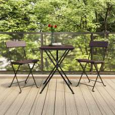 Newkirk Poly Rattan 3 Piece Folding Bistro Set In Brown - UK
