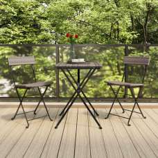 Newkirk Poly Rattan 3 Piece Folding Bistro Set In Grey - UK