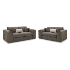 Newnan Fabric 3+2 Seater Sofa Set In Mocha - UK