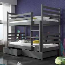 Newry Wooden Bunk Bed With Bonnell Mattress In Graphite - UK
