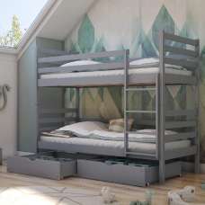 Newry Wooden Bunk Bed With Bonnell Mattress In Matt Grey - UK