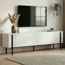 Nexio Wooden TV Stand with Metal Legs in White and Black - UK
