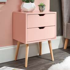 Niceville Wooden Bedside Cabinet With 2 Drawers In Coral Pink - UK