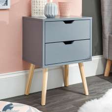 Niceville Wooden Bedside Cabinet With 2 Drawers In Dark Grey - UK