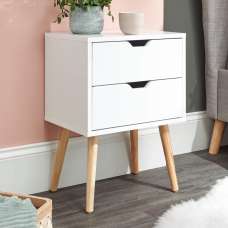 Niceville Wooden Bedside Cabinet With 2 Drawers In White - UK