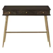Nikawiy Wooden Console Table In Grey And Antique Brass - UK