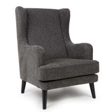 Nirevo Fabric Accent Chair with Black Legs in Grey - UK