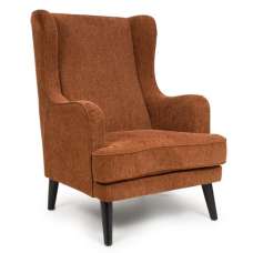 Nirevo Fabric Accent Chair with Black Legs in Rust - UK
