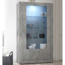 Nitro Wooden Display Cabinet With 2 Doors In Cement And LED - UK