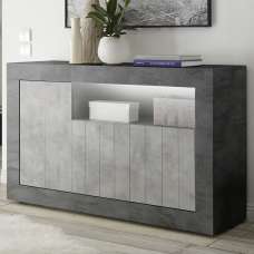 Nitro Wooden Sideboard 3 Doors In Oxide And Cement With LED - UK