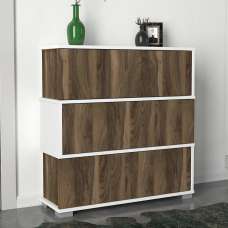 Nivaro Wooden Shoe Storage Cabinet with Plastic Legs in White and Walnut - UK