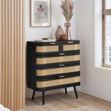 Niven Wooden Chest Of 5 Drawers in Black - UK