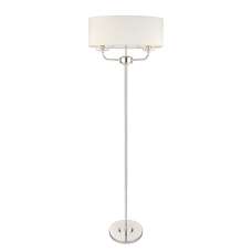 Nixon 2 Lights White Oval Shade Floor Lamp In Bright Nickel - UK